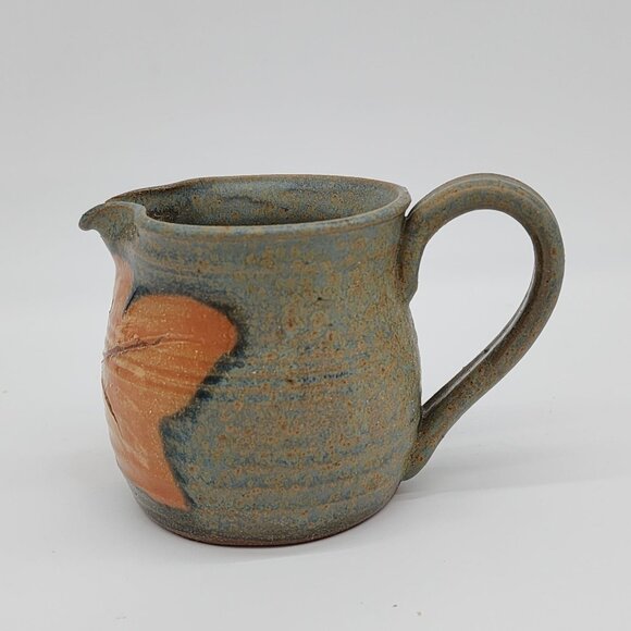 Studio Art Pottery Stoneware Creamer Speckled Acorn Leaf 3.75" Tall 1970s VTG - Picture 3 of 7